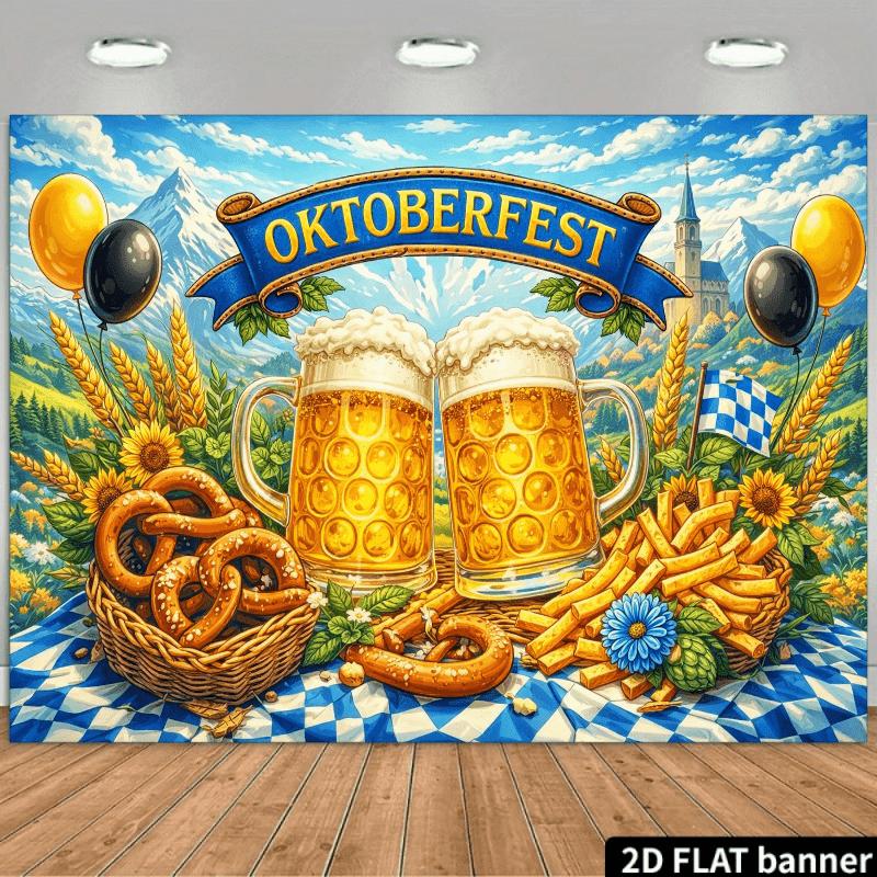 Großer Oktoberfest Wandteppich Banner Bayerisches Bierfest Deutsche Wohnkultur Rustikales Karomuster Party Kulisse Kunst Poster Dekoration