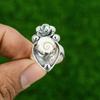 Gift For Her Natural Shiva Eye Shell Promise Flower Adjustable Ring 925 Silver