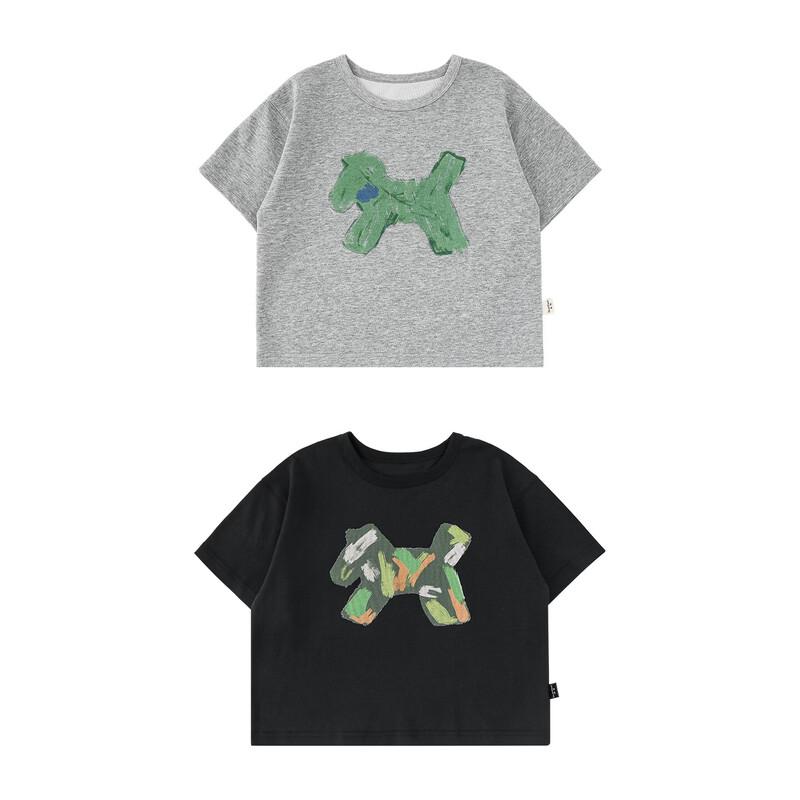Yoyou Jungen 10A Antibakterielles Kurzarm-T-Shirt mit Cartoon-Pony-Print