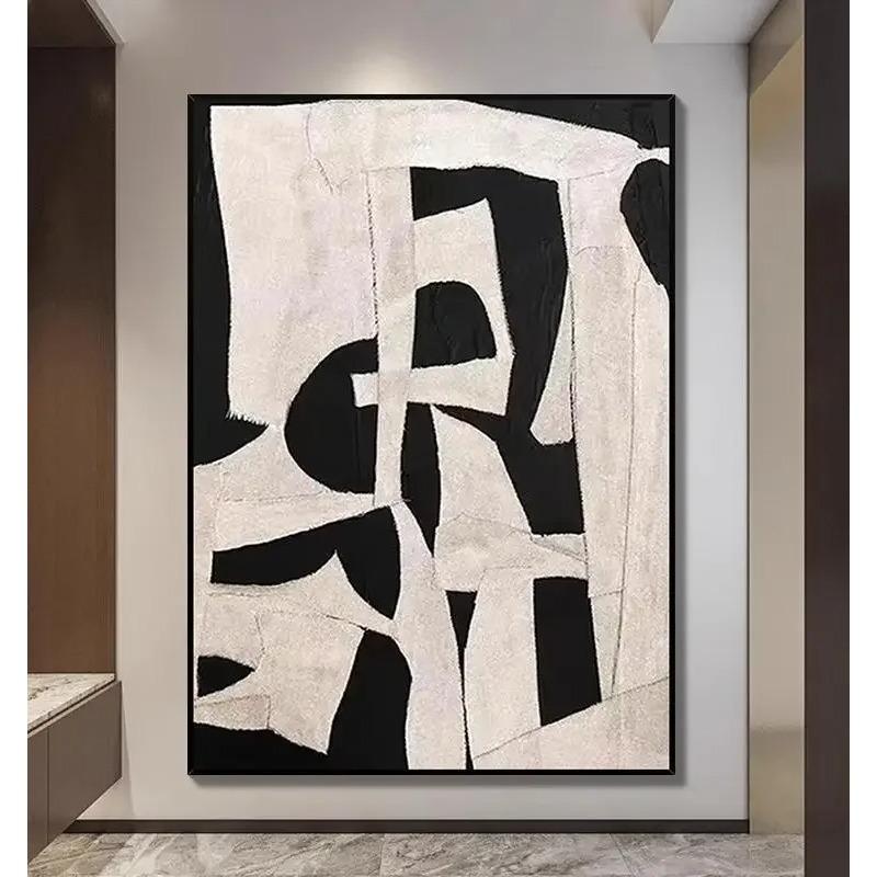 Large Beige Brown Abstract Boho Textured Handmade Canvas Painting  Modern Home Wall Art Decor