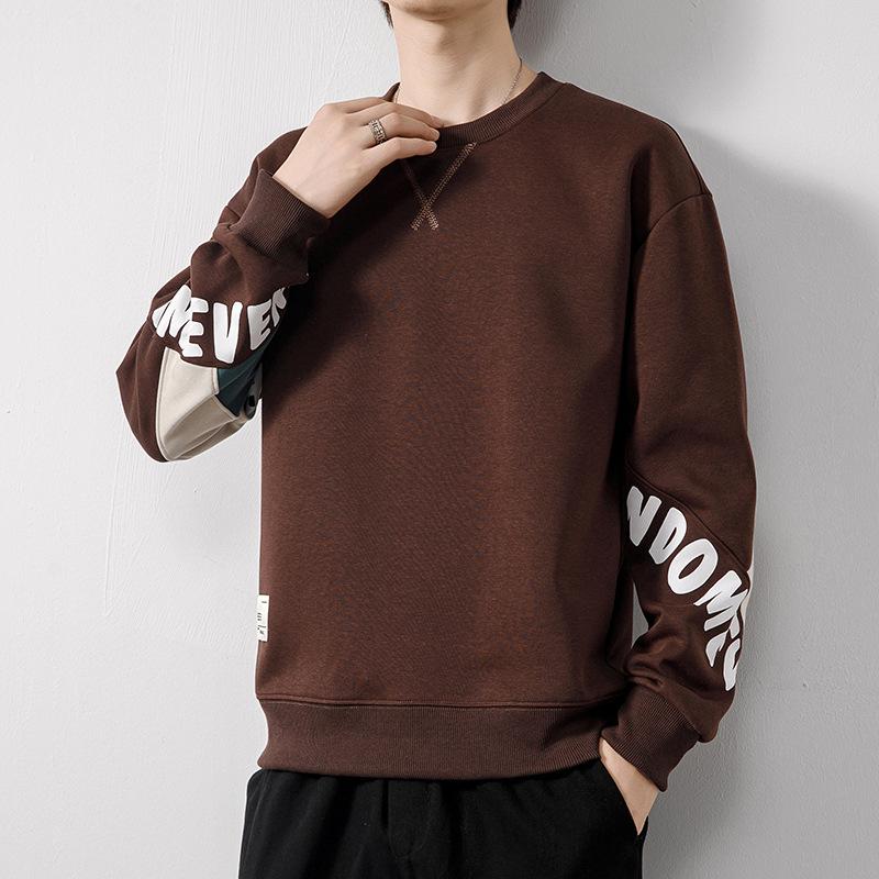 

Весна и осень, новый стиль, контрастные цвета, сращивание, длинные рукава, мужская модная повседневная рубашка, свободная толстовка с круглым вырезом для мальчиков 4XL