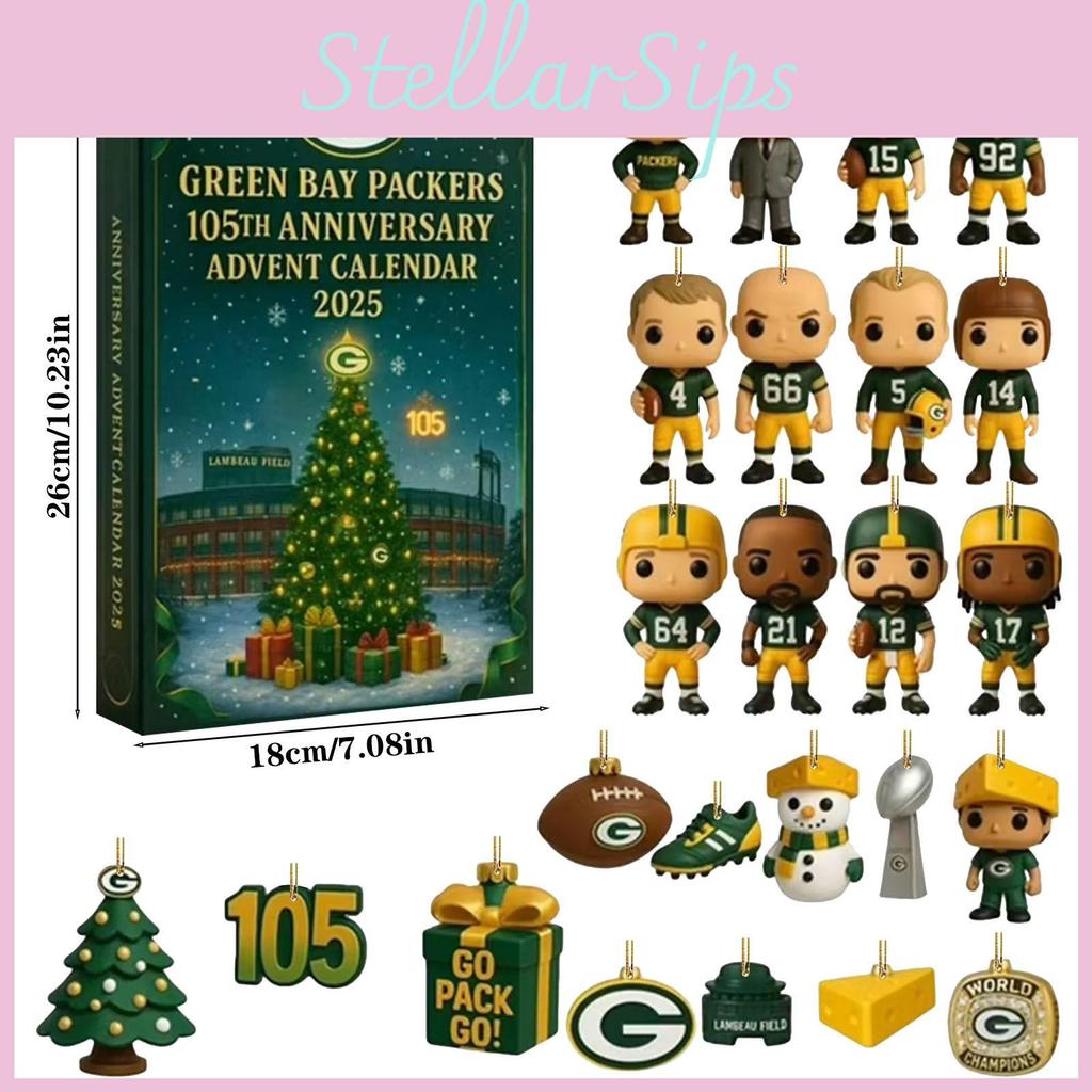 Green Bay Packers Jubiläums-Adventskalender Acryl Weihnachtsdeko Geschenk für Sportfans