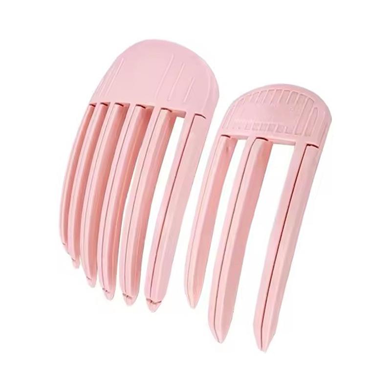 

2 шт. пушистые заколки для корней волос, череп для корней волос, артефакт, челка, расческа для косичек, бесшовные 3/6 зубцов, инструменты для укладки волос, головные уборы розовый