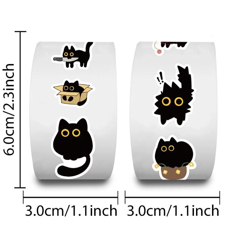 500Pcs Cute Black Cat Stickers Creative Diy Graffiti Stickers Phone Water Bottle Luggage Decals Children Reward Decor Stickers