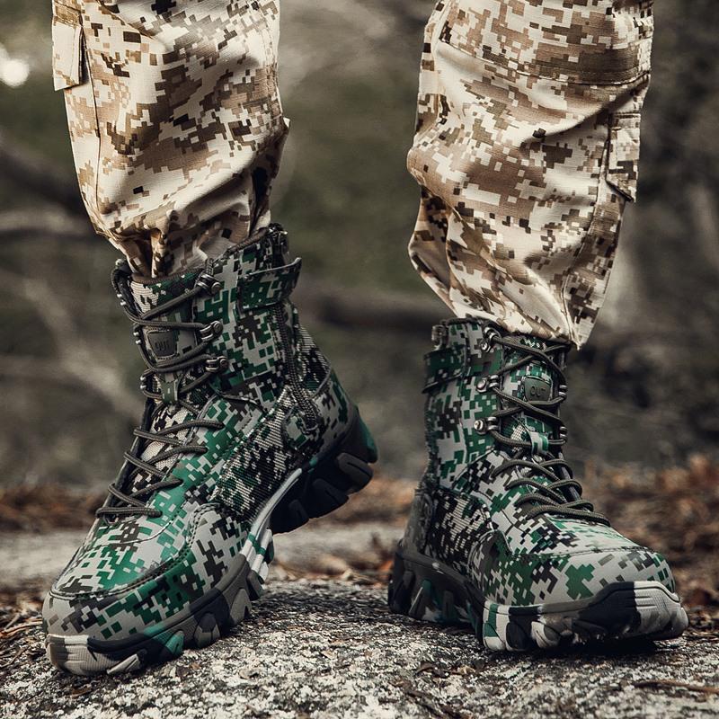 Men Desert Boots Men Casual Camouflage Outdoor Short Combat Boots Anti Slip Large Size Hiking Shoes
