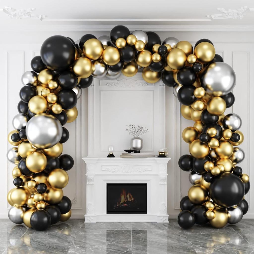 127PCS black and gold latex balloon set suitable for birthday parties, weddings, Valentine's Day party decorations