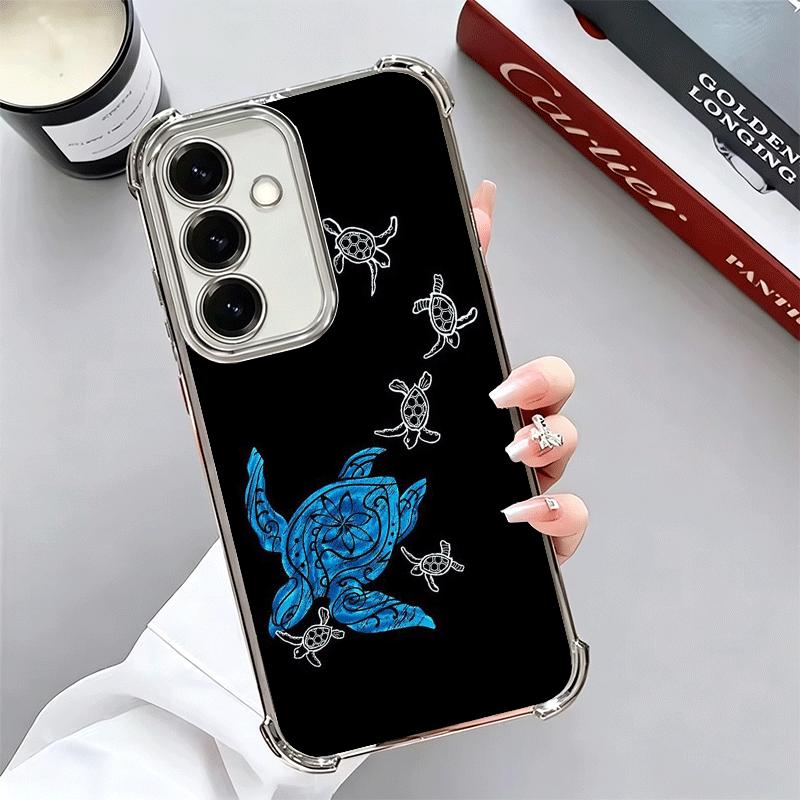 Cartoon Ocean Sea Turtle Plating Phone Case For Samsung A17 A07 A37 A57 A16 A56 A15 A55 A14 A54 A13 A53 A26 A36 A25 A35 A24 A34