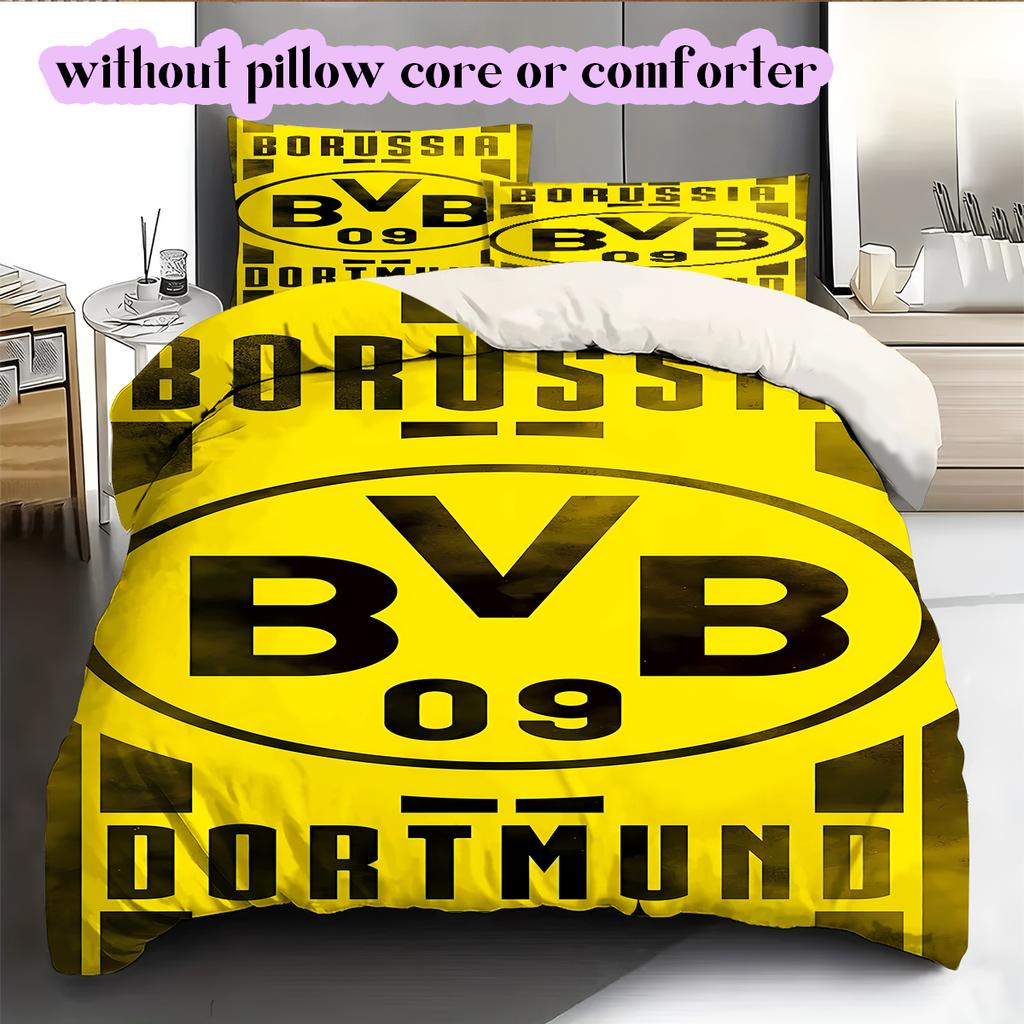 Voetbal Logo Patroon Beddengoed Dekbed Set Dekbedovertrek Kussensloop Huisdecoratie Verjaardagscadeau (1*dekbedovertrek+ 2*kussensloop, zonder vulling)