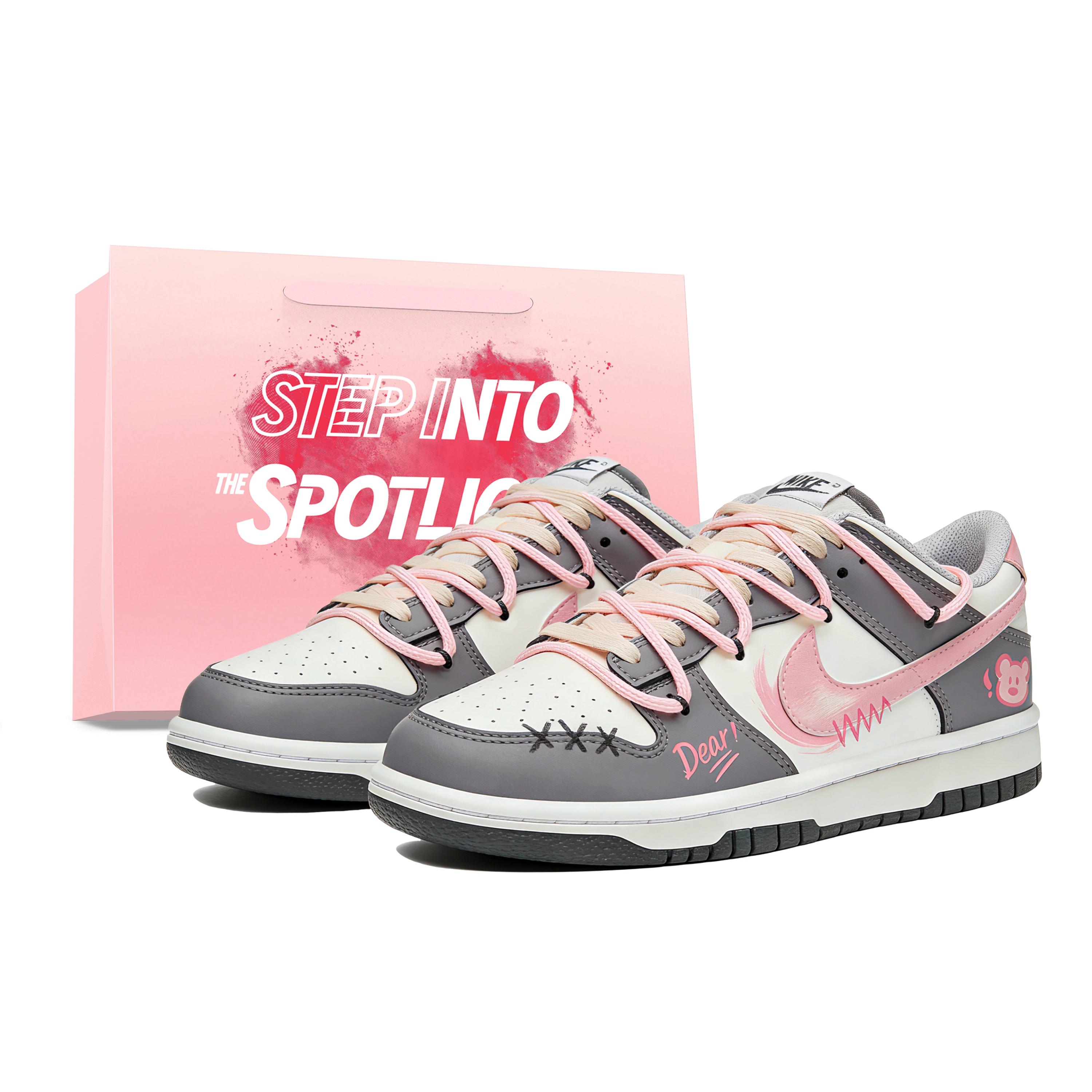 

Nike Dunk Bear Low top Skateboard Shoes Unisex Gray Pink HM9617-001(Team1066-Dunk) 36.5