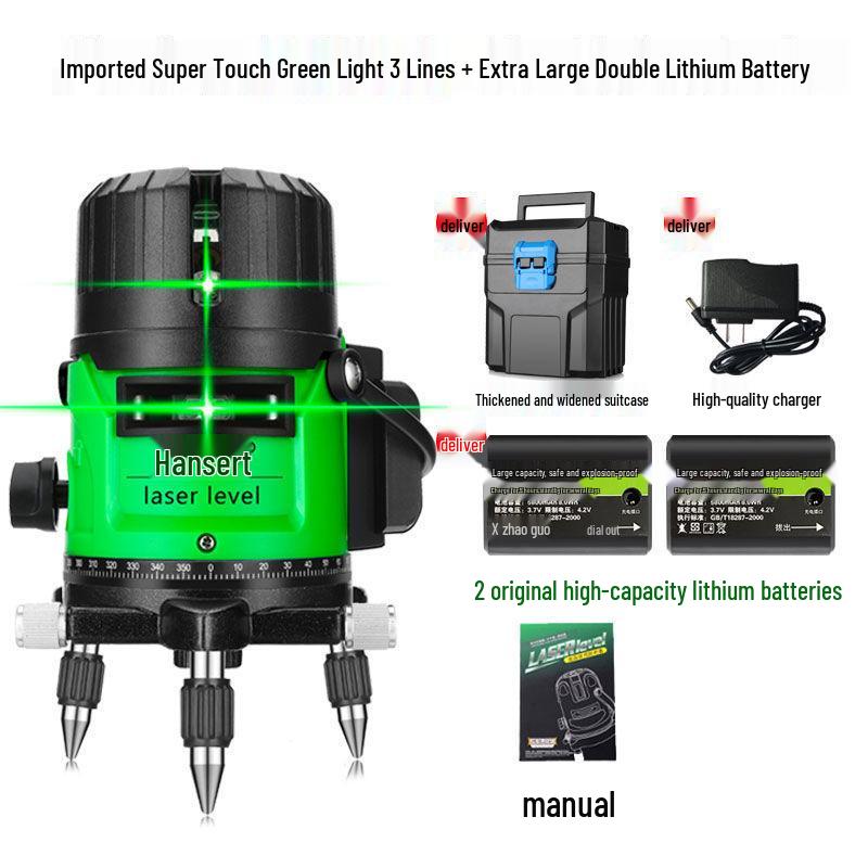 High Precision Automatic Infrared & Green Light Laser Level with 2, 3, 5-Line Projection