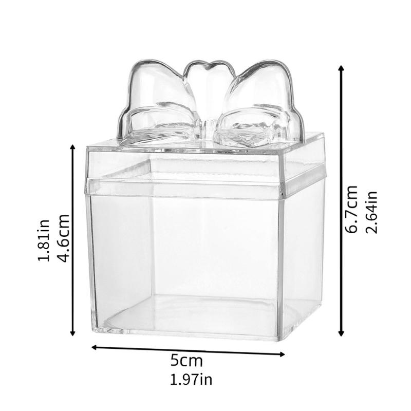 12Pcs Bowknot Candy Box Clear Plastic Party Treat Box For Wedding Gift Packaging And Birthday Anniversary Celebration