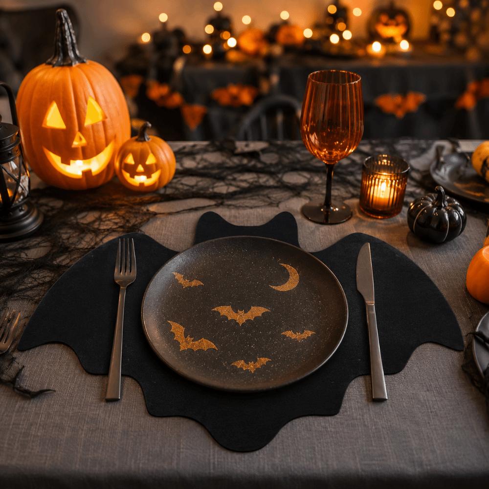 10Pcs Heat Resistant Bat Shape Table Mat Creative Place Mat Halloween Dining Mat Home Decoration