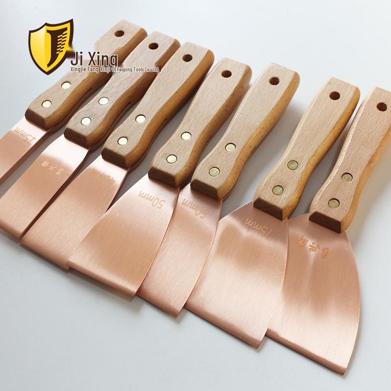 Rotes Kupfer-Spachtel mit 1,5 mm dicker Klinge, Holzgriff - Ideal zum Reinigen von Schimmel und Entfernen von Klebstoff
