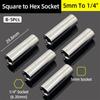 Socket Adapter Head 1/4 Inch Square Drive To 1/4 Hex Socket Adapter Converter Adapter Wrench Quick Change Hand Tool Accessorie