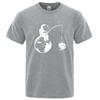 Summer Unisexs Highquality 100 Pure Cotton Fun Astronaut Print Loose Round Neck Short Sleeved Cool Casual Breathable Tshirt