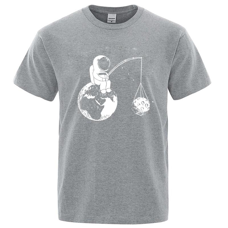 Summer Unisexs Highquality 100 Pure Cotton Fun Astronaut Print Loose Round Neck Short Sleeved Cool Casual Breathable Tshirt