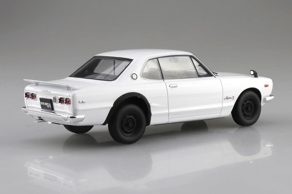 Aoshima Bunka Kyozaisha Rakupla Snap Car Series KPGC10 Skyline HT 1971 White Plastic Model 1/24 2000GT-R Color-coded 01-WH