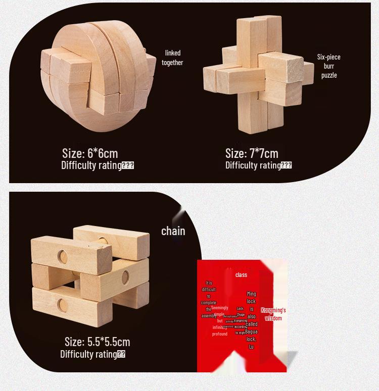 Kongming & Luban Wooden Lock Set: Children's Educational Decompression Toys
