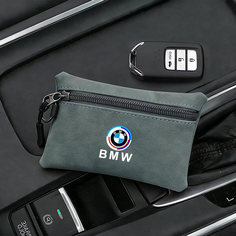 Portable Suede Car Key Bag Zipper Wallet Card Coins Storage Pouch for BMW E36 E39 E46 E53 E90 M3 M5 X1 X3 X5 X6 50th Anniversary FLVCM1