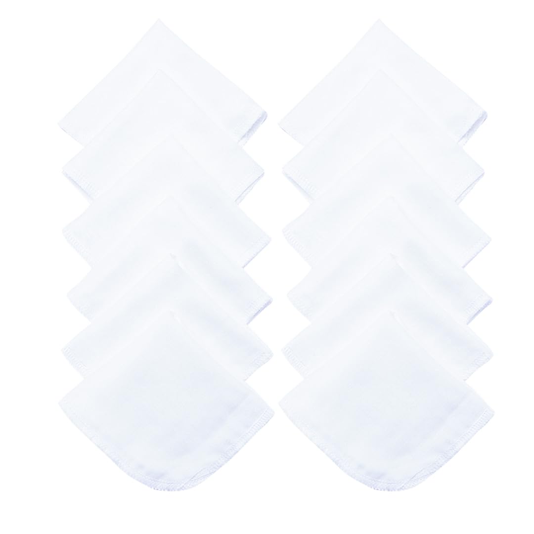 

HOOMCOOM Baby Gauze for Boys and Solid Pack of 12 Handkerchiefs, 4-Layer, Name-Writable, Nursery, Girls, Color, 100% Cotton, Soft, Quick-Drying, белый
