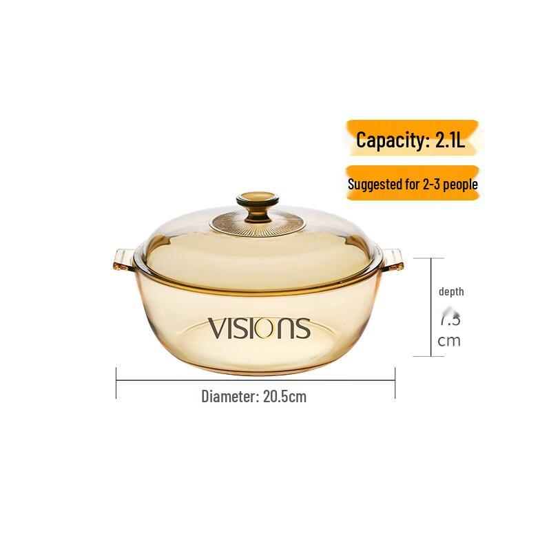 

VISIONS 2.1L Glass Casserole Pot