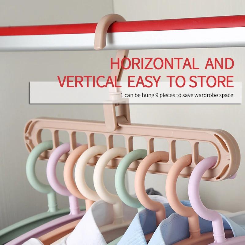 9-hole Clothes Hanger Organizer Space Saving Hanger Multi-function Folding Magic Hanger Drying Racks Scarf Clothes Storage