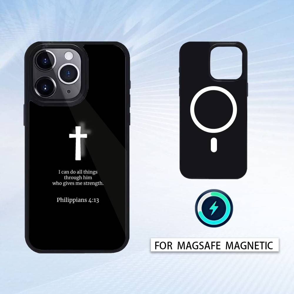 

J-Jesus B-Bible Verse Phone Case Magnetic For iPhone17 16 15 14 13 12 Pro Max For Magsafe Wireless Charging Cover iphone16e