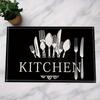 [4pcs Knife & Fork Placemats] 4pcs Linen Placemats | Black Knife & Fork Pattern | Kitchen Fabric Table Mats | Hotel Holiday Party Room Decoration