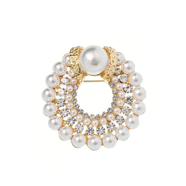 Round Corsage Silk Scarf Buckle Creative Elegant Fashion All -Match Brooch Silk Rhinestone Pearl Silk Scarf Buckle