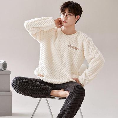 Men's Winter Thickened Coral Fleece Pajamas: Cute Cartoon Warm Homewear Set for Teenagers and Students