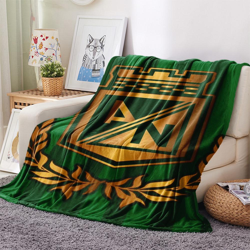 1PC Atlético Nacional Print Flannel Blanket, High quality Comfortable for All Seasons, Home Decor, Warmth and Comfort, Perfect for Christmas Gifts