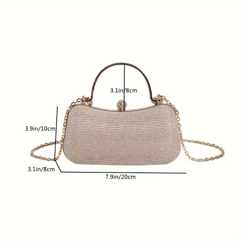 Shiny Mini Evening Bag, Rhineste Chain Purse, Luxury Glitter Banquet Handbag, Perfect For Party, Wedding, Prom, Dinner/Banquet