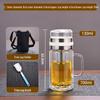 High Temperature Resistant Large Capacity Glass Tea Cup with Infuser, Double-Walled, Heat Insulated, and Portable Borosilicate Glass.