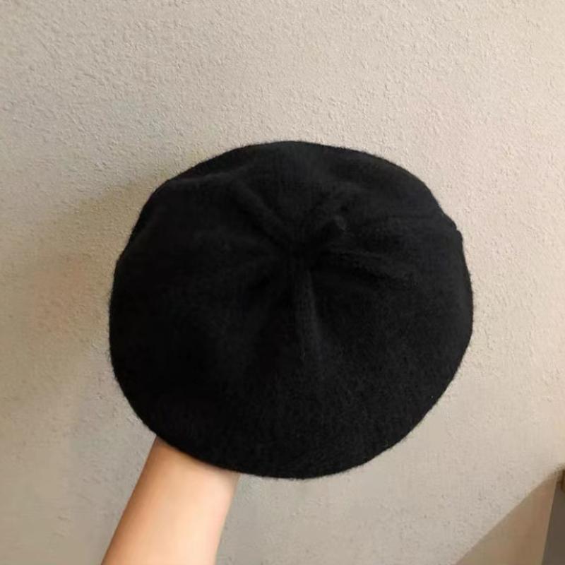 Achteckige Hut Weibliche Baskenmütze Frauen Herbst Winter Gestrickte Hüte für Frauen Stricken Wolle Große Größe Französisch Einfarbig Hut