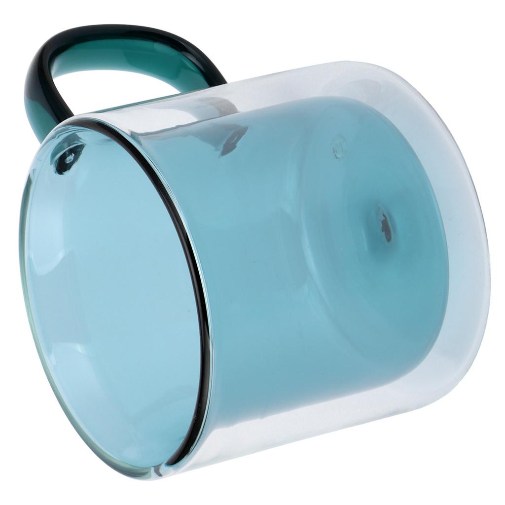 250ml DoubleLayer Mug HeatResistant Cylindrical Transparent Cup for Milk Coffee Home(Yellow )
