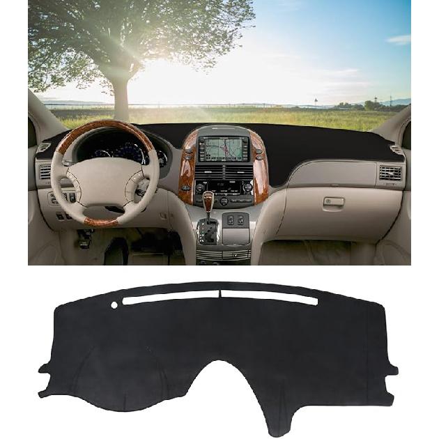BIBLOZ Dash Cover For Toyota Sienna 2004-2010 Accessories Black Flannel Dashboard Cover Mat Car Dashboard UV Sun Protection