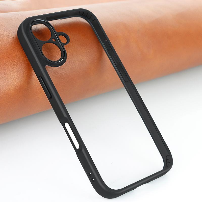 For iPhone 16 Plus Case Shockproof PC+TPU Clear Back Phone Cover