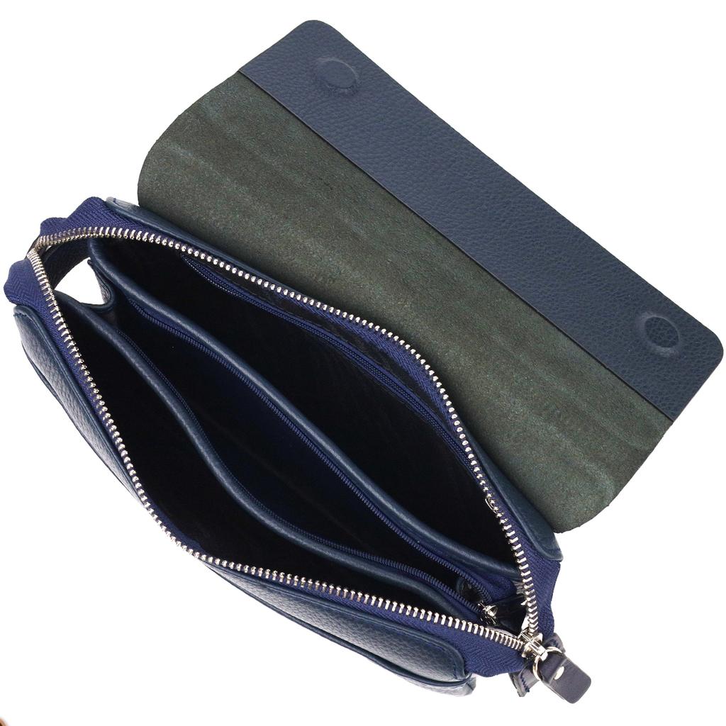 Solid Men's Clutch Made of Genuine Combined Leather CANPELLINI 21565 Blue