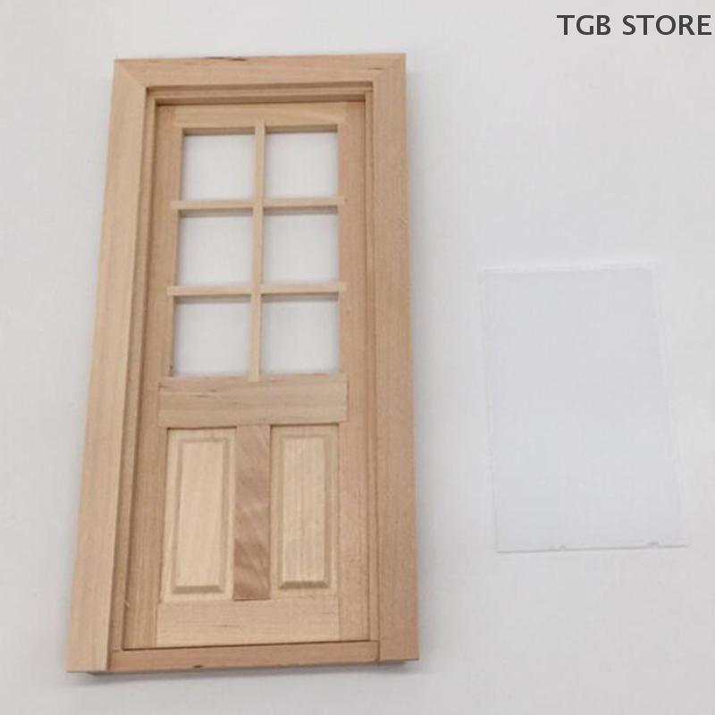 1Pcs Unpainted Wood Door 1/12 Dollhouse Miniature DIY Accessories Model Toys