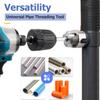 Pipe Threading Tool, PVC Pipe Threader 1/2'' 3/4'' 1'' Internal & External Pipe Threading Tool for Water Plumbing