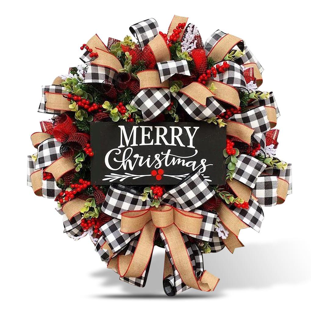 45cm Red Berry Branches Christmas Wreath Realistic PVC Red Fruit Christmas Wreath Window Door Wall Window Ornament Decorations