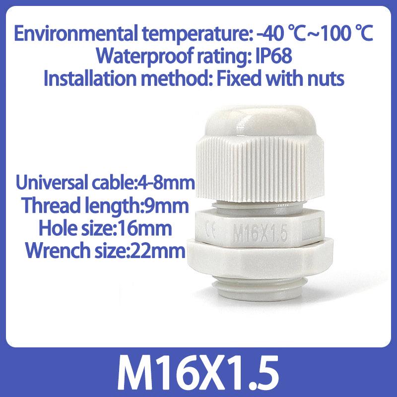 10/50/100Pcs Cable and Wire Waterproof Joint M-type M8 M10 M12 M14 M16 M20 M22 M24 M27 M30 M32 White Nylon Plastic Connector