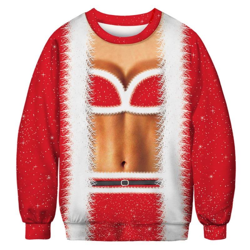 Autumn and winter new Christmas loose personality round neck digital printing sweater men's and women's sweaters