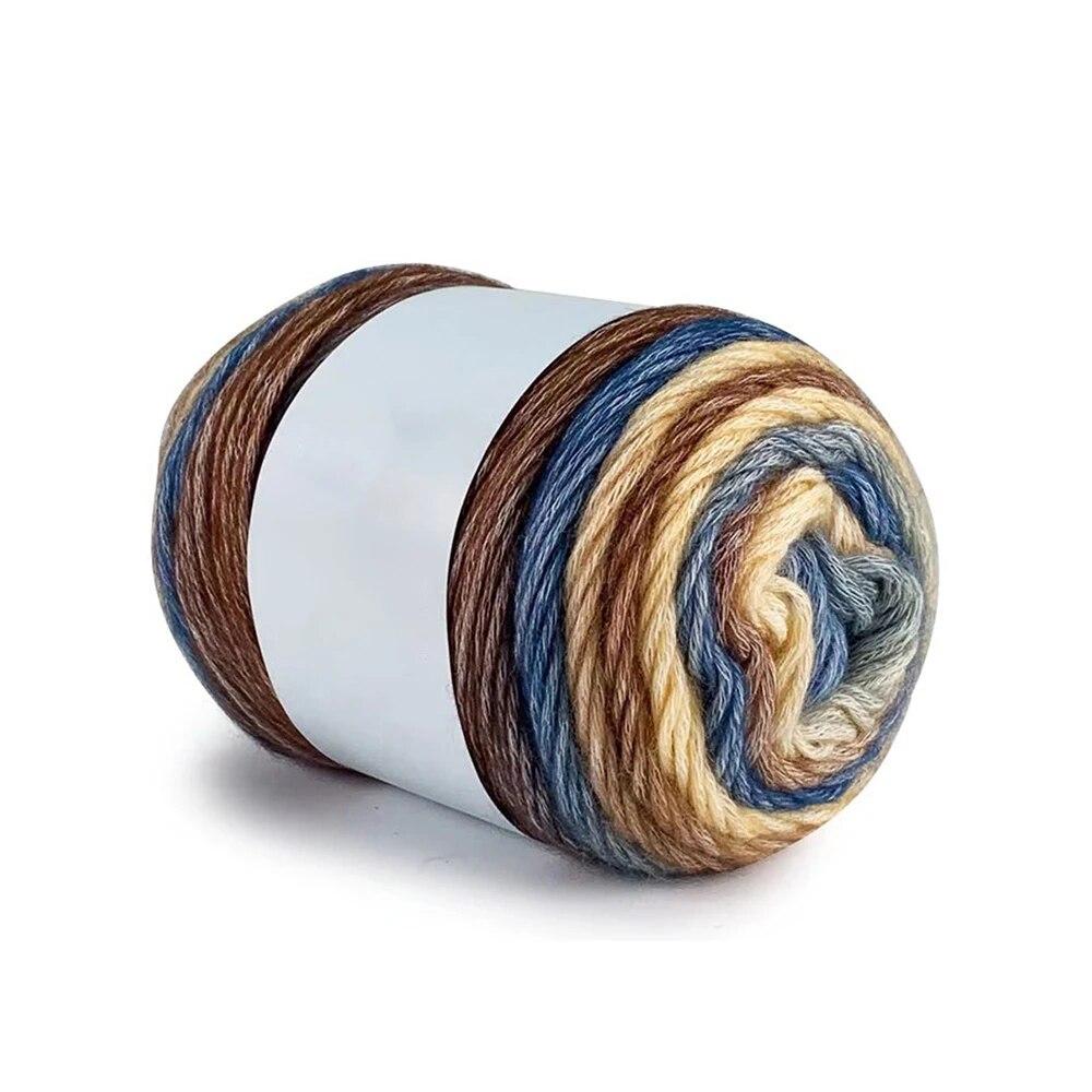Pure Cotton Rainbow Crochet Thread Ten-Quarter Cake Weaving Yarn Long Gradient Dyeing for Crafting