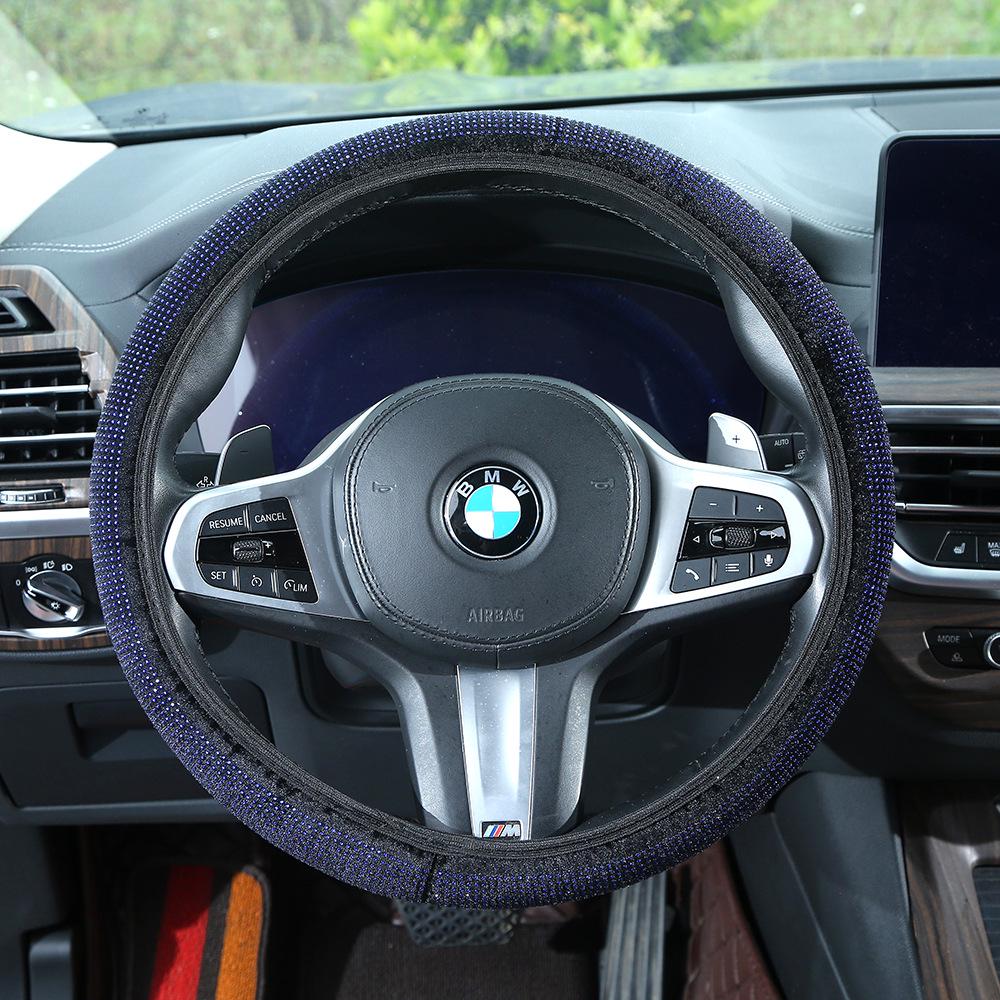 Colorful Rhinestone Steering Wheel, Seat Belt Pad, and Rearview Mirror Cover Set for All Seasons
