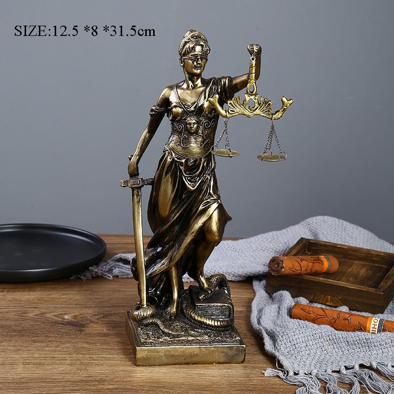 Statua di Personaggio Retro Europea Scultura Mitologia Greca Themis Dea della Giustizia Statuetta Zeus Decorazione Scrivania Ufficio Casa