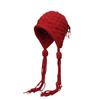 Autumn and Winter Sweet Knitted Hat with Long Tassels Windproof Ear Protection Hat Keep Warm Women Bucket Cap