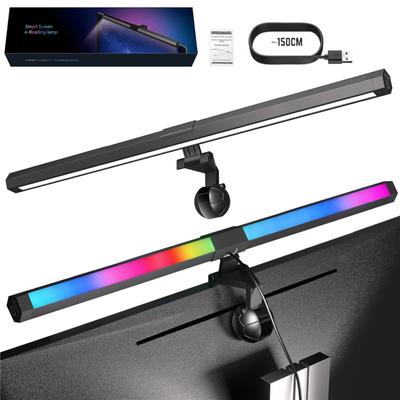 Monitor Light RGB Backlight, Eye-Care Dual Light Computer Light Bar Gaming Office Desk Lamp, 3 Color Temperature Adjustable Brightness