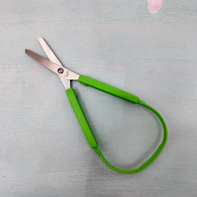 

Stainless Steel Kids Safety Scissors - Ring Handle Student Scissors with Elastic, Child-Friendly DIY Paper-Cutting Tool