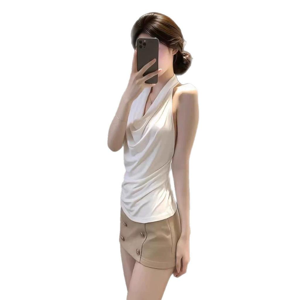 Pure Desire Spice Girl White Swinging Neck Neck Sleeveless Vest Women's Summer Slim-fit Design Sexy Niche Outerwear Top